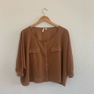 Frenchi | 3/4 sleeve button front loose blouse size small/medium
